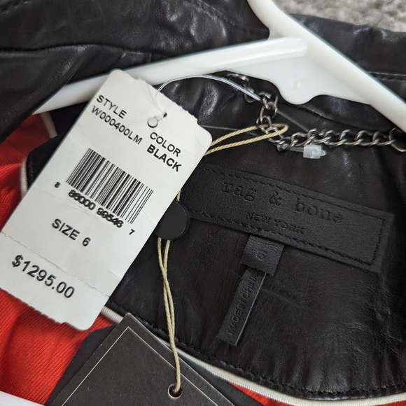 Rag & Bone Black Arrow Leather Jacket 1298.00 Retail Size 6 BRAND NEW WITH TAGS - Picture 7 of 11